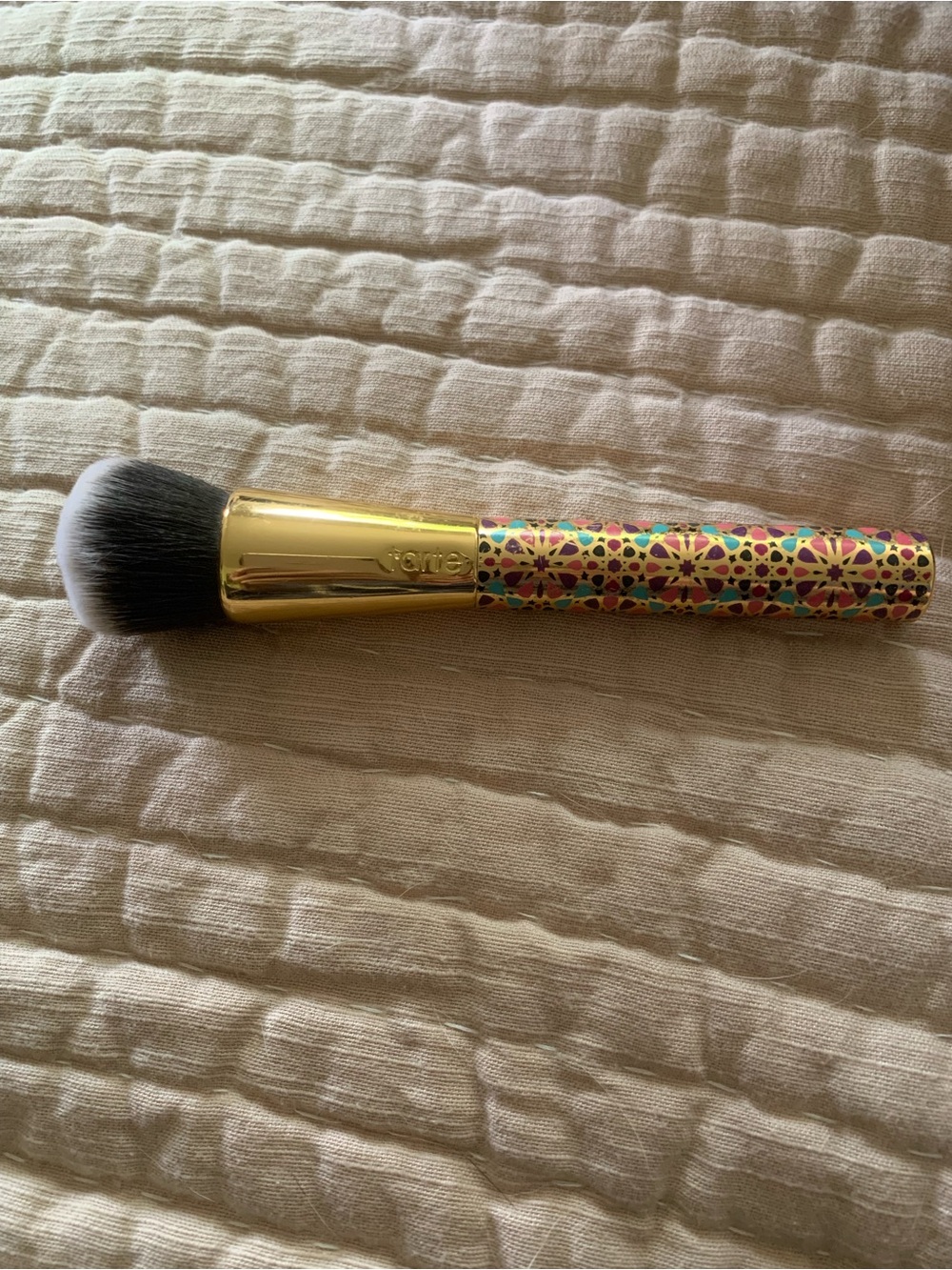tarte Multicolor Patterned Handle Foundation/Powder Brush with Gold Ferrule